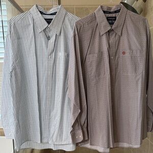 Wrangler Men's Casual Button Down Shirts - White and Brown